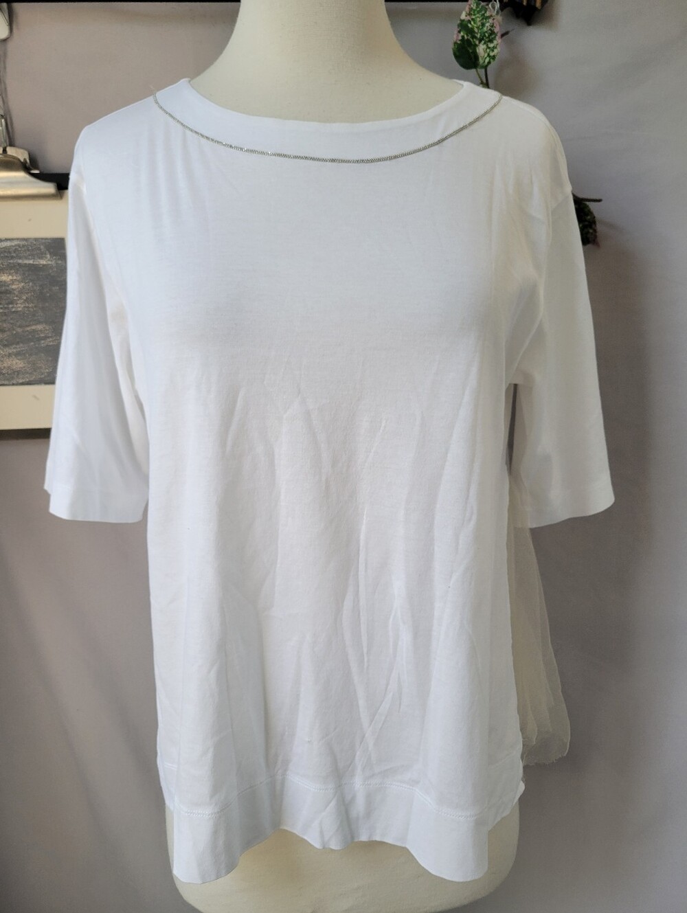 Fabiana Filippi Short Sleeve Side Mesh Tulle Classic Tee XS
